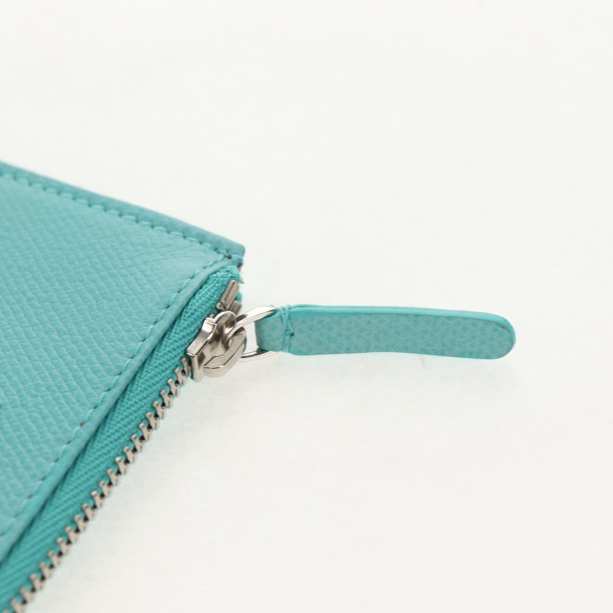 TIFFANY&Co. Shoulder Wallet Leather Turquoise Blue Auth 155100M