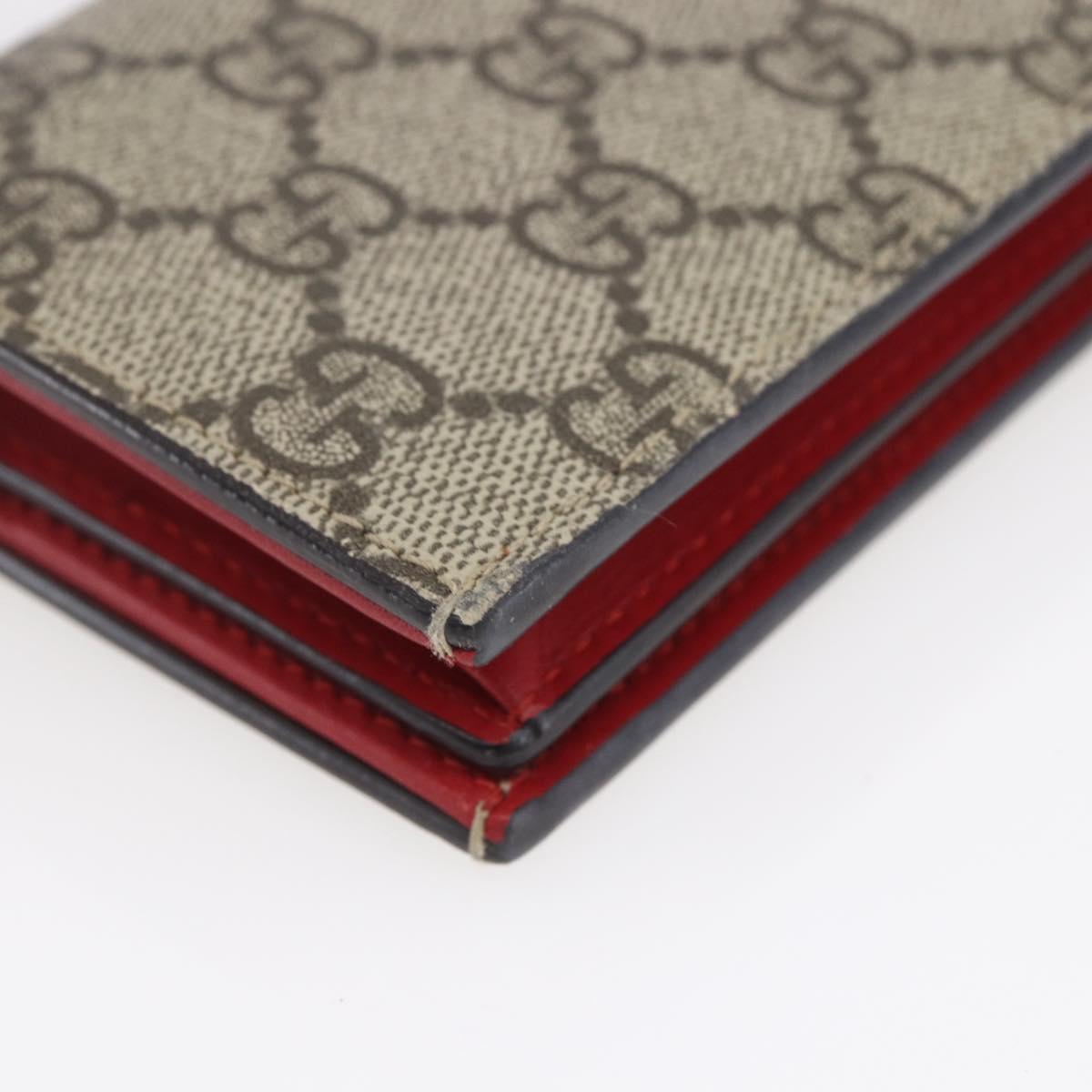 GUCCI GG Supreme Bifold Wallet PVC Leather Beige 499380 Auth 155101