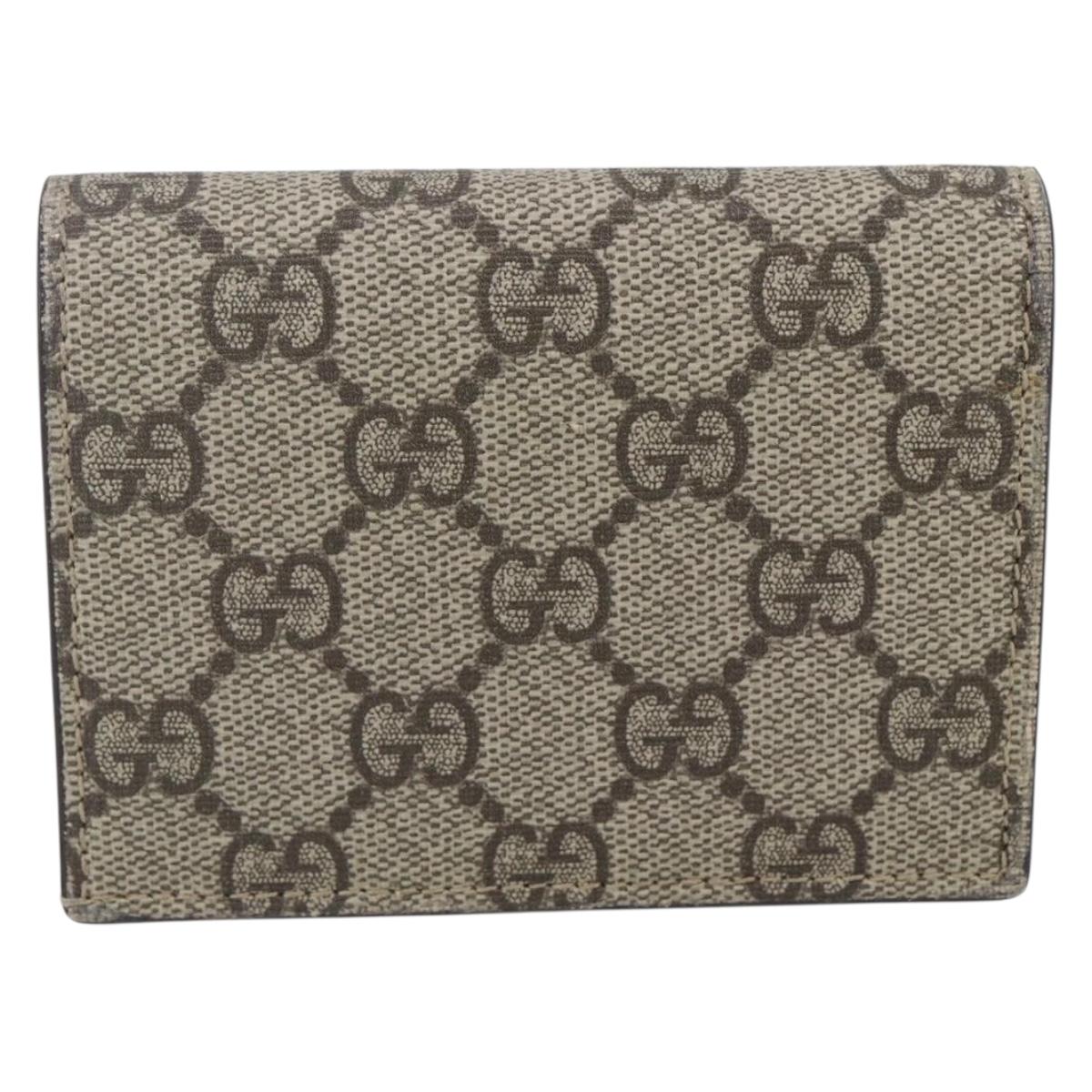 GUCCI GG Supreme Bifold Wallet PVC Leather Beige 499380 Auth 155101
