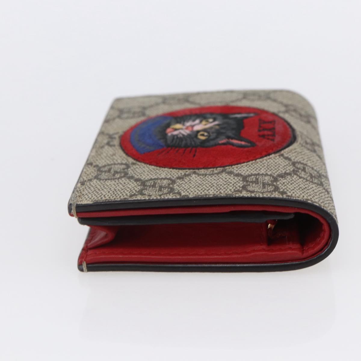 GUCCI GG Supreme Bifold Wallet PVC Leather Beige 499380 Auth 155101