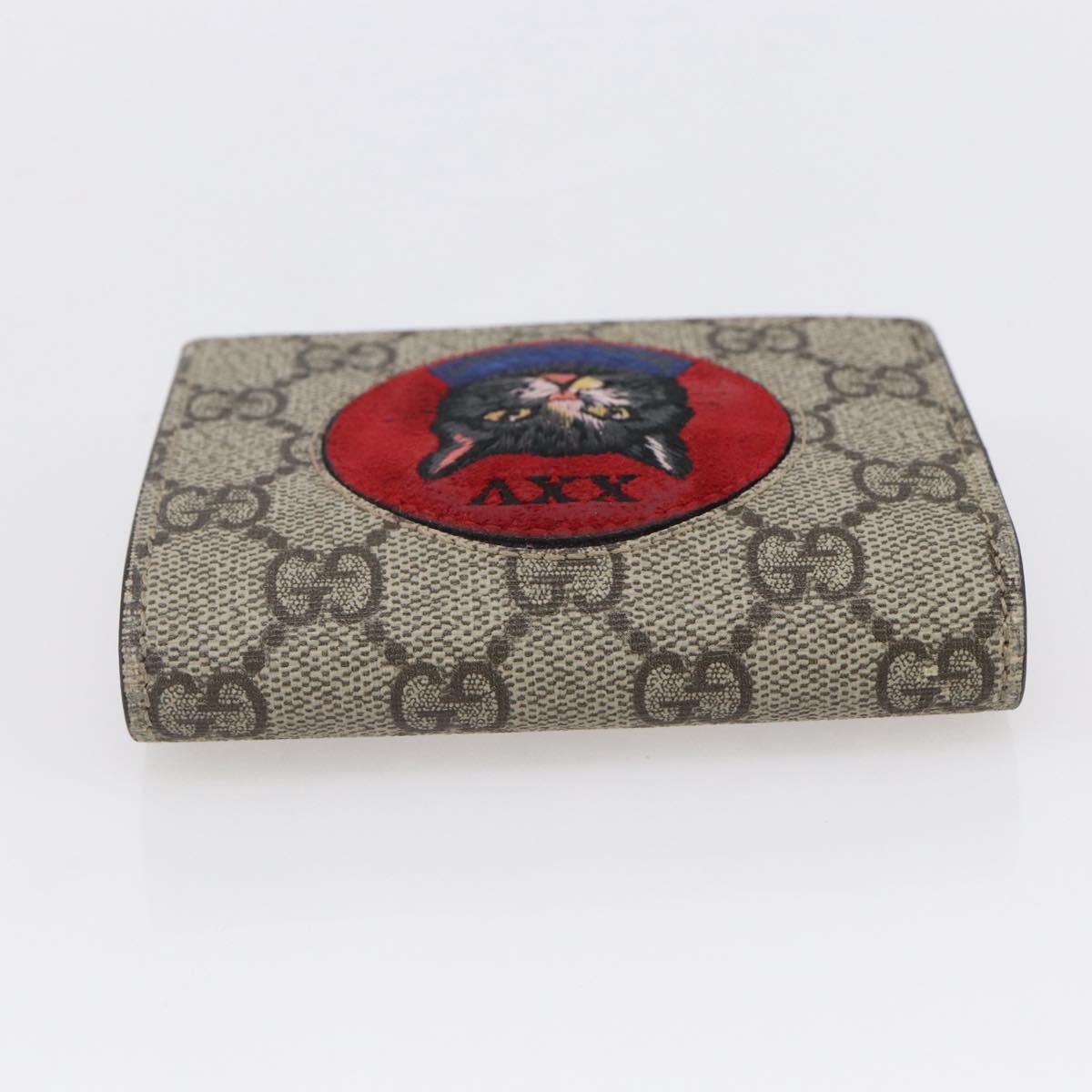 GUCCI GG Supreme Bifold Wallet PVC Leather Beige 499380 Auth 155101