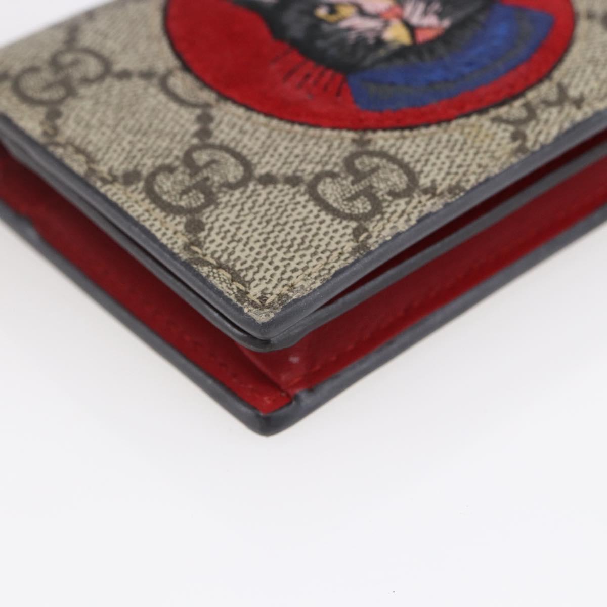 GUCCI GG Supreme Bifold Wallet PVC Leather Beige 499380 Auth 155101