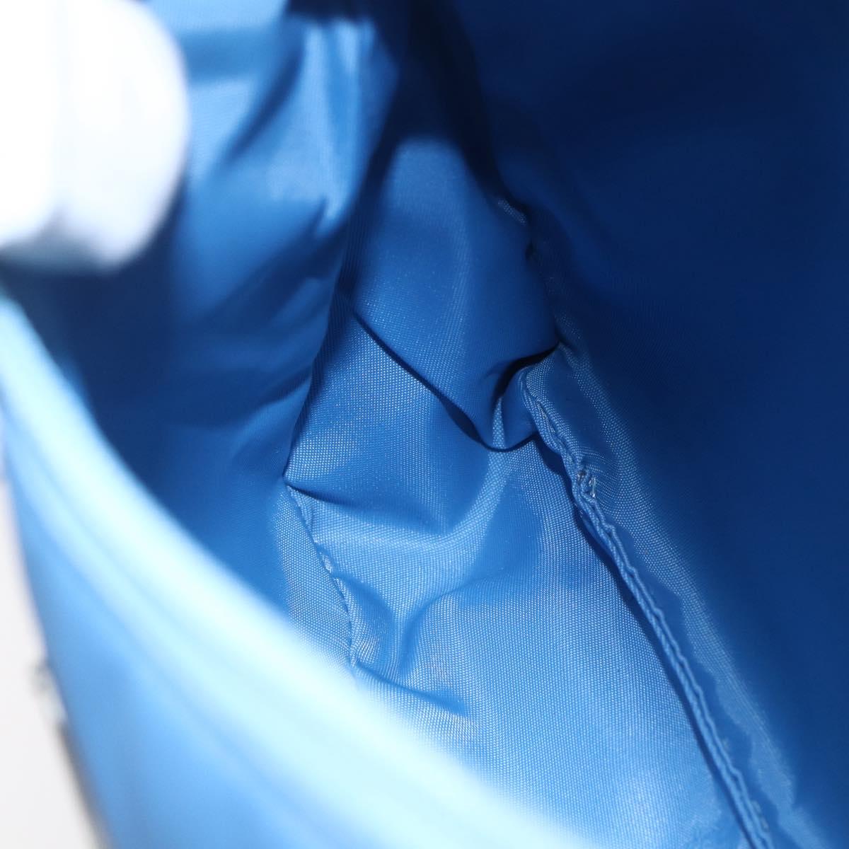 PRADA Hand Pouch Nylon Light Blue Silver Auth 155104V