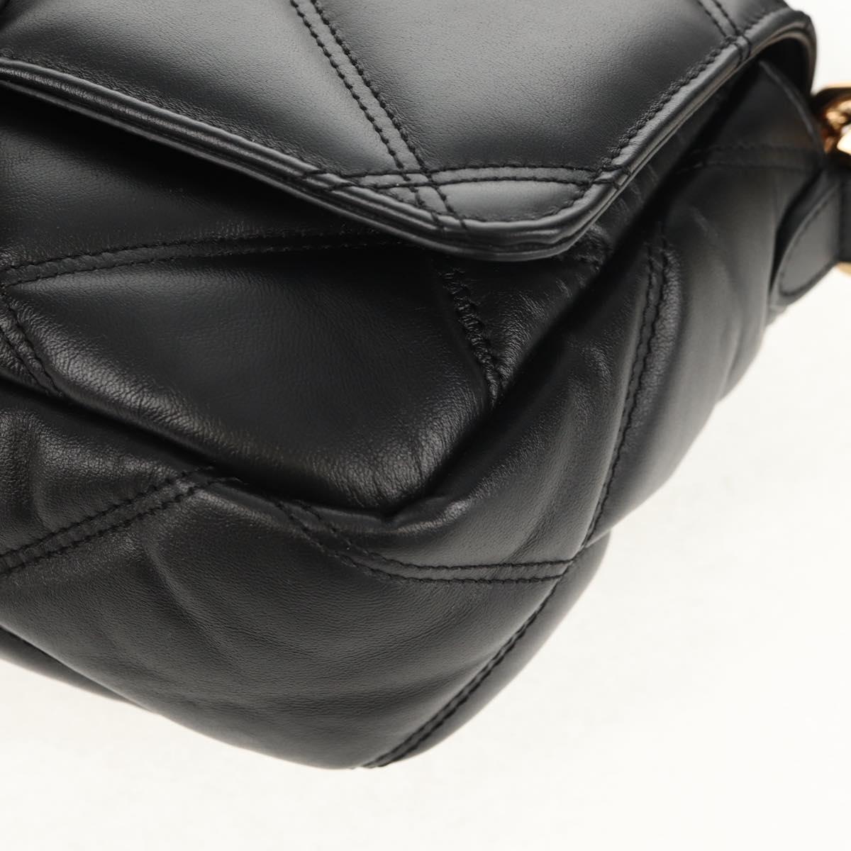 VERSACE Medusa Shoulder Bag Leather Black Gold Auth 155105A