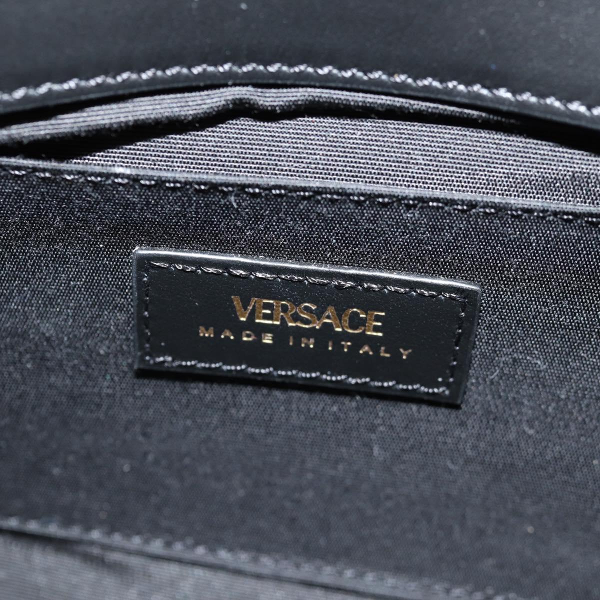 VERSACE Medusa Shoulder Bag Leather Black Gold Auth 155105A