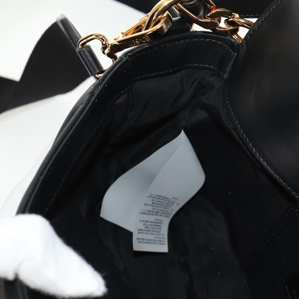 VERSACE Medusa Shoulder Bag Leather Black Gold Auth 155105A