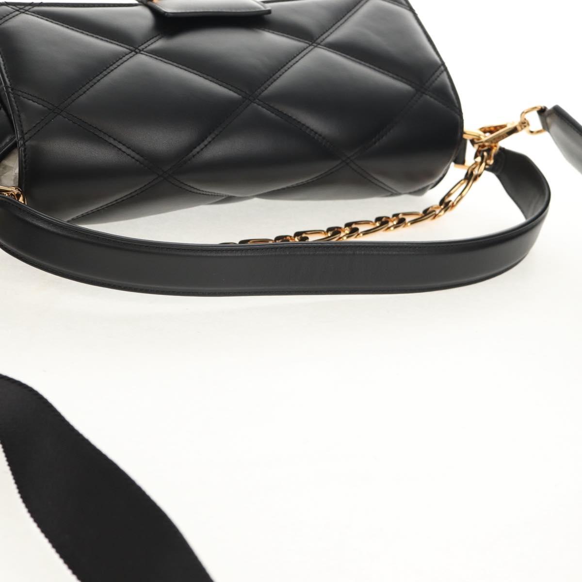 VERSACE Medusa Shoulder Bag Leather Black Gold Auth 155105A