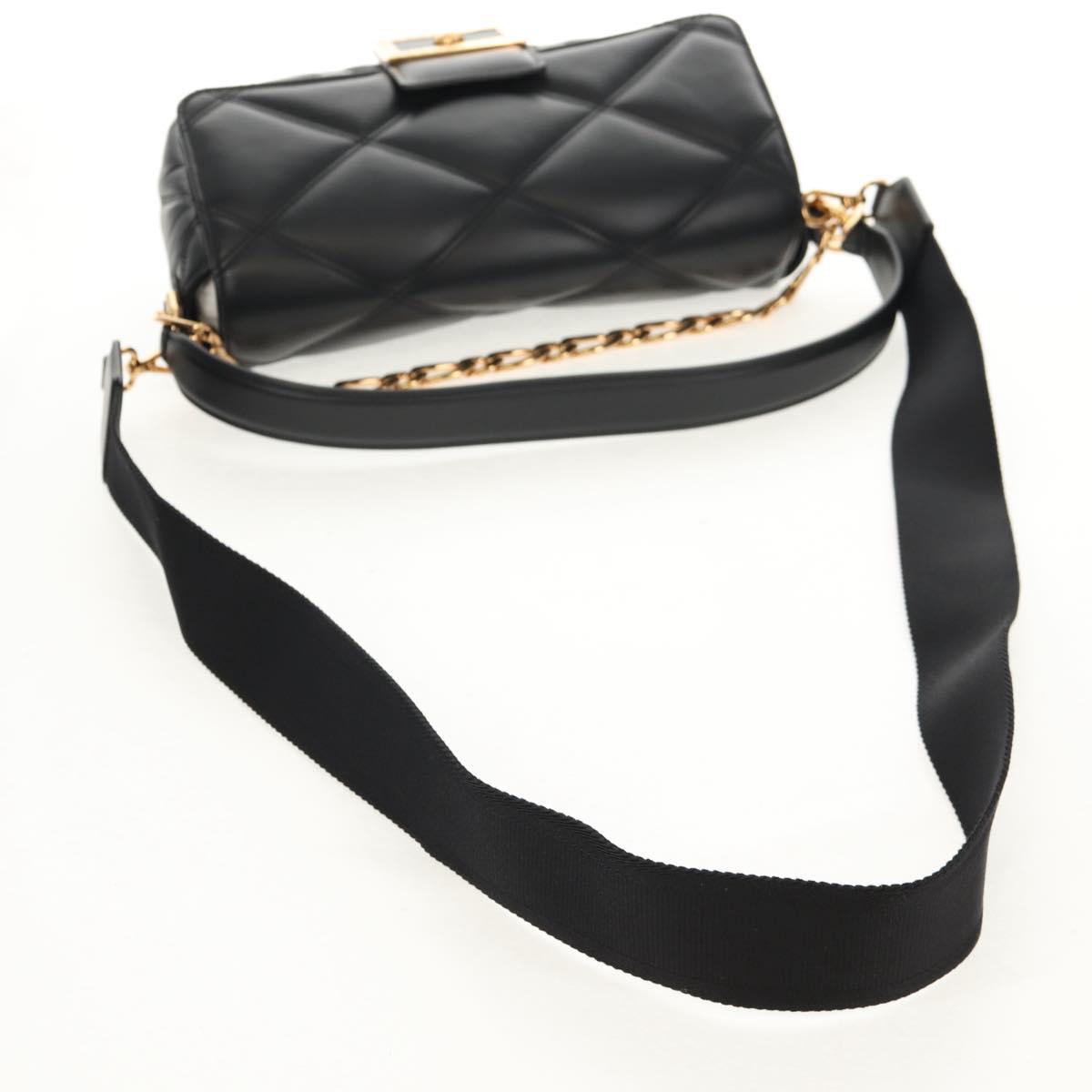 VERSACE Medusa Shoulder Bag Leather Black Gold Auth 155105A