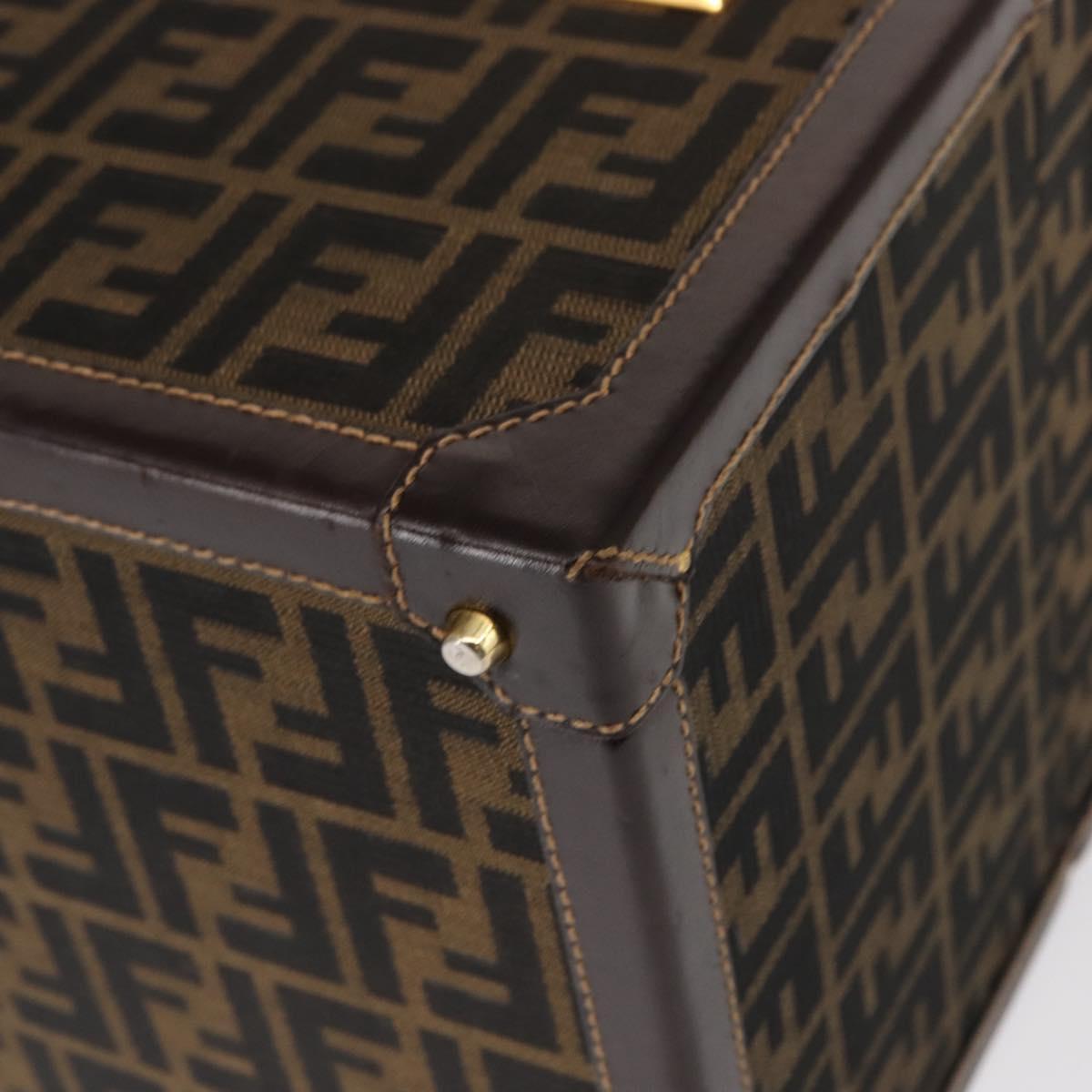 FENDI Vanity Case Zucca Canvas Black Brown Auth 155108SAV
