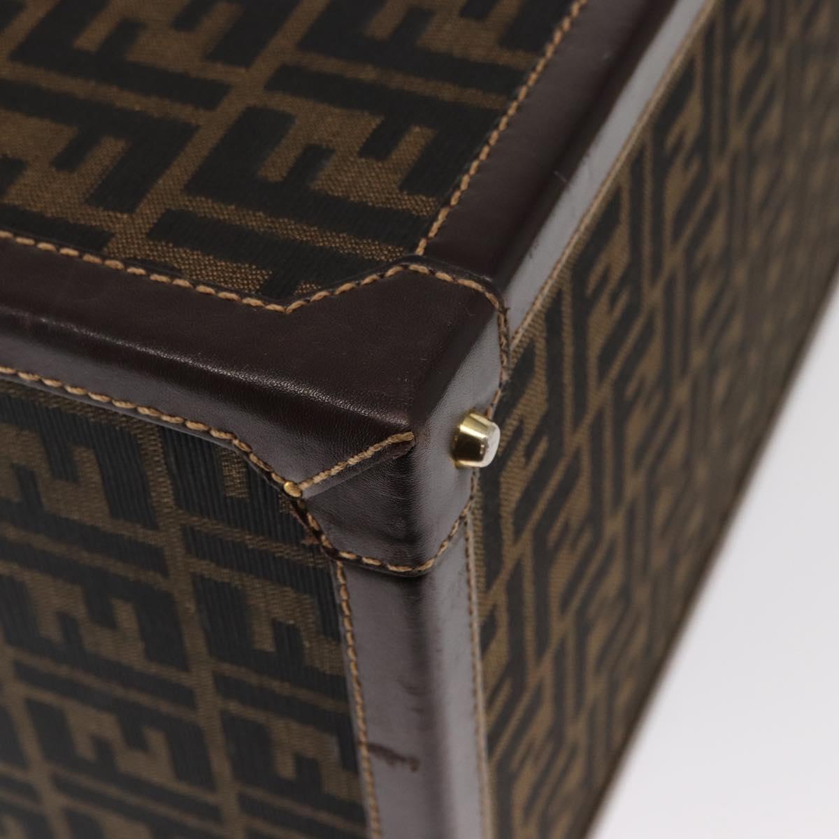 FENDI Vanity Case Zucca Canvas Black Brown Auth 155108SAV