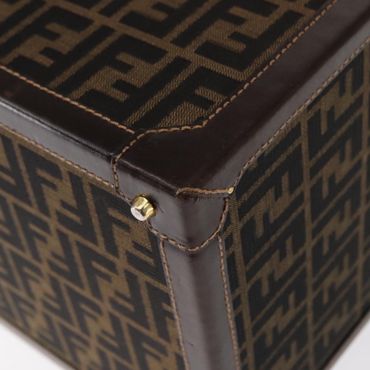 FENDI Vanity Case Zucca Canvas Black Brown Auth 155108SAV