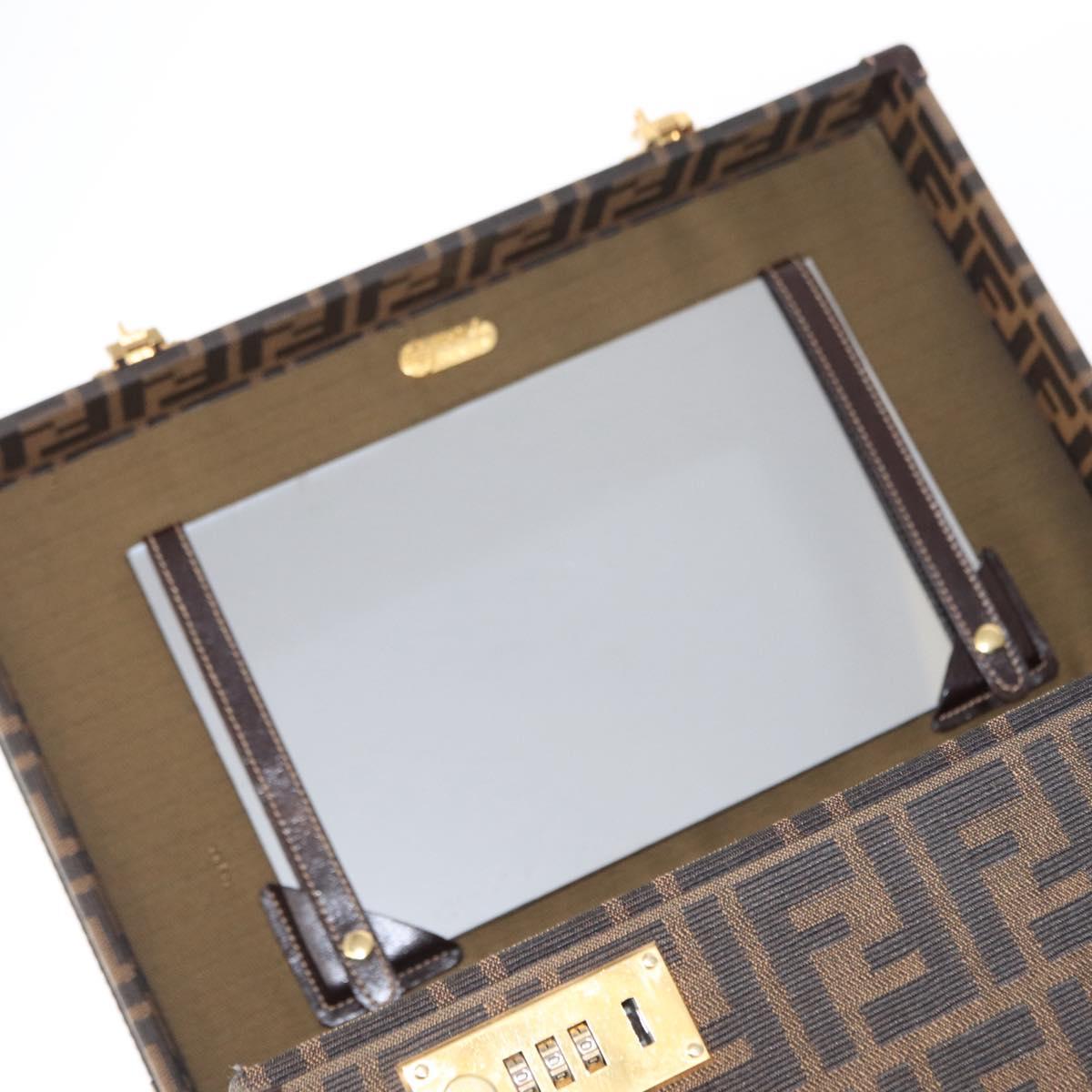 FENDI Vanity Case Zucca Canvas Black Brown Auth 155108SAV