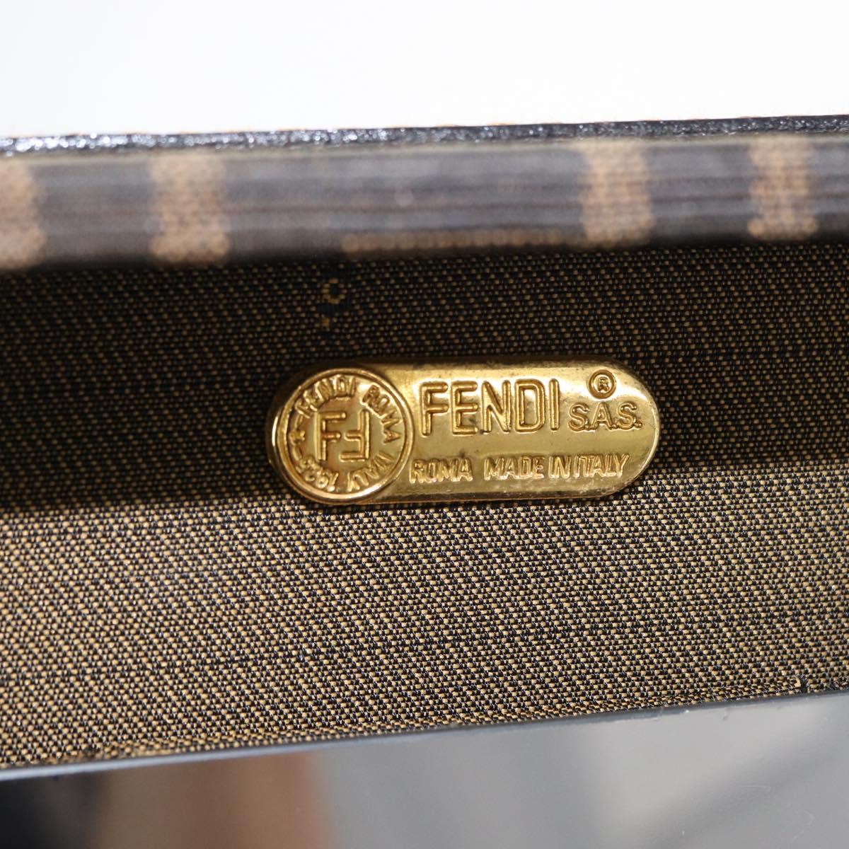 FENDI Vanity Case Zucca Canvas Black Brown Auth 155108SAV