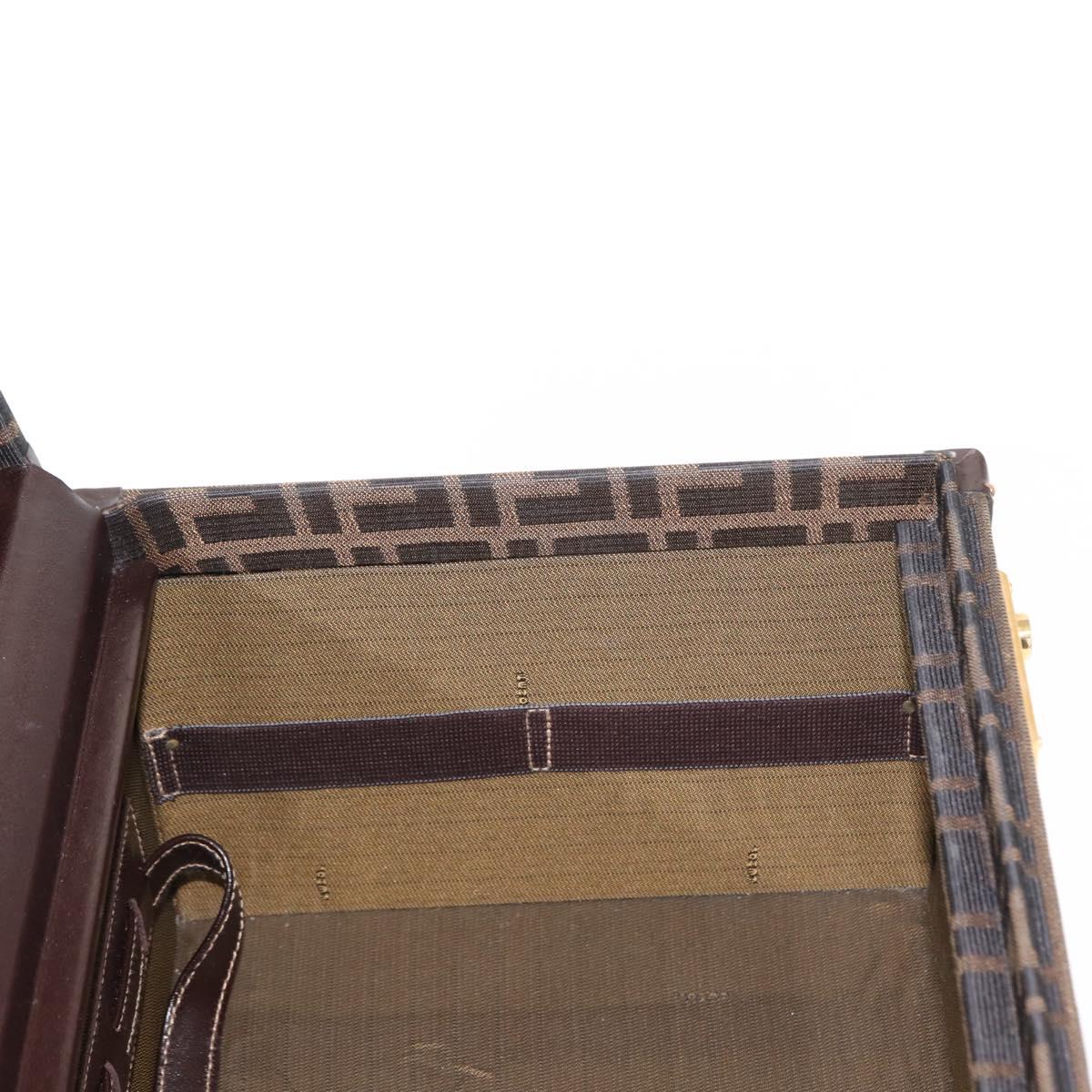 FENDI Vanity Case Zucca Canvas Black Brown Auth 155108SAV