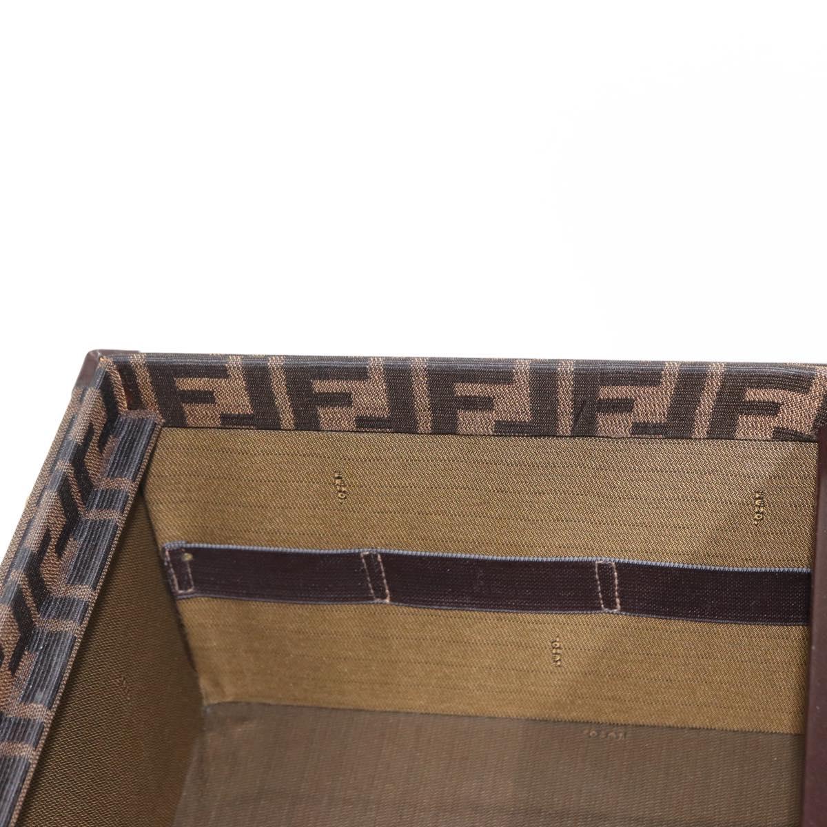 FENDI Vanity Case Zucca Canvas Black Brown Auth 155108SAV