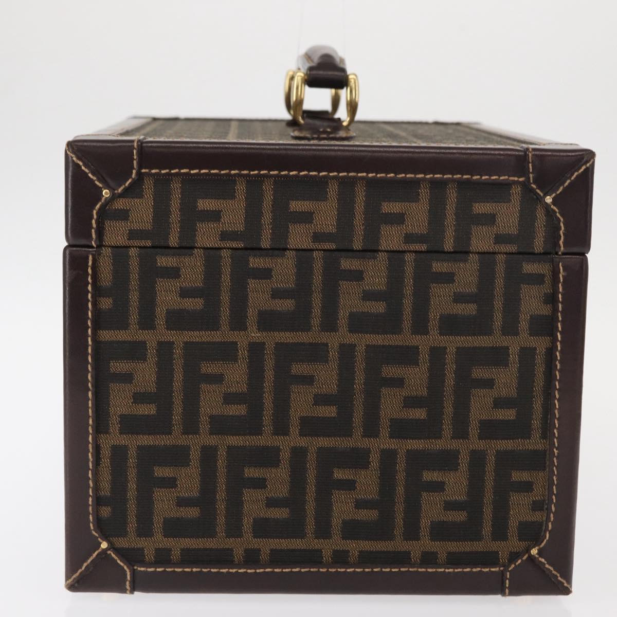 FENDI Vanity Case Zucca Canvas Black Brown Auth 155108SAV