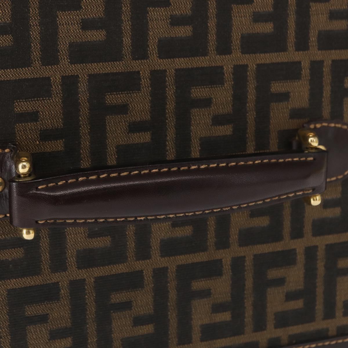 FENDI Vanity Case Zucca Canvas Black Brown Auth 155108SAV