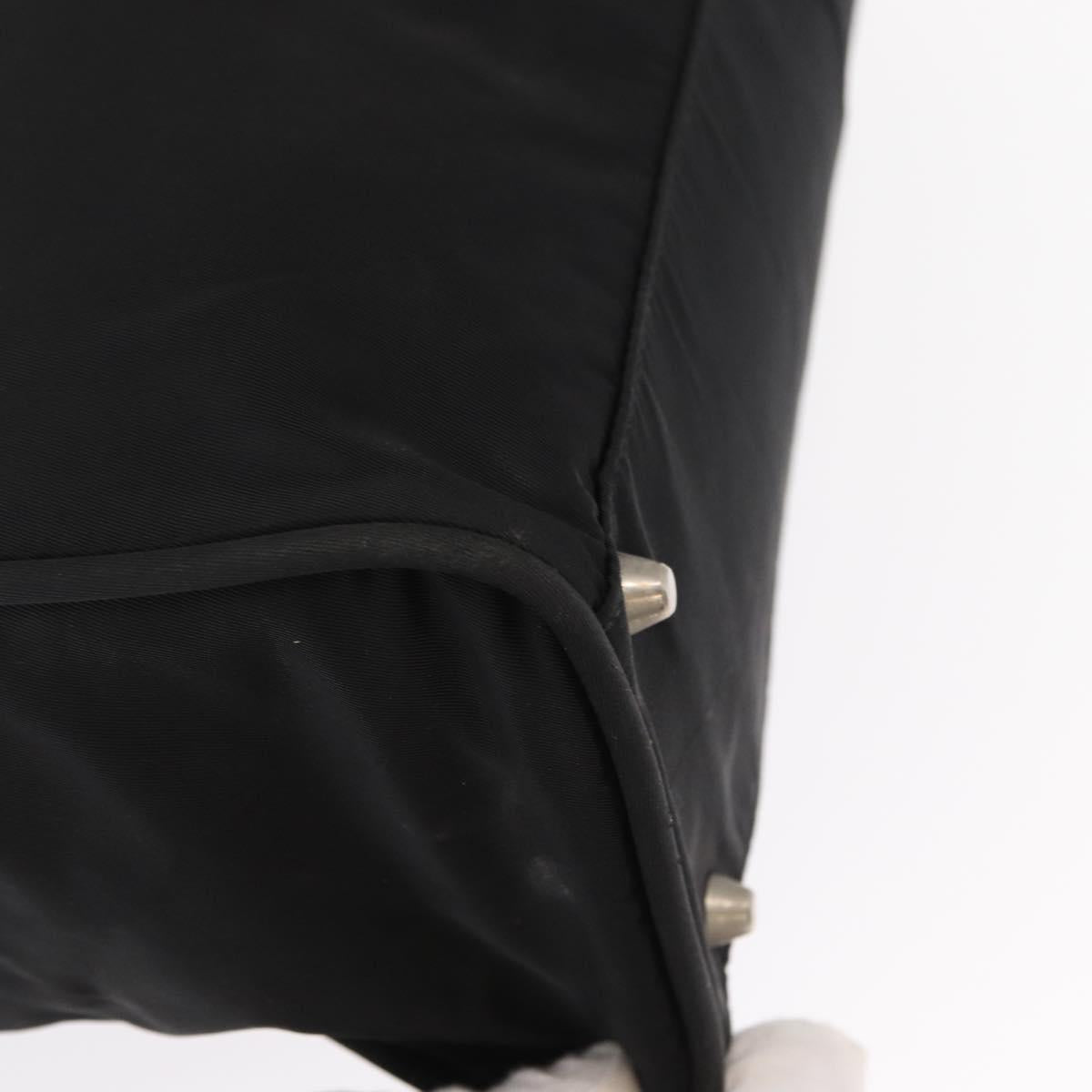 PRADA Hand Bag Nylon Black Silver Auth 155111