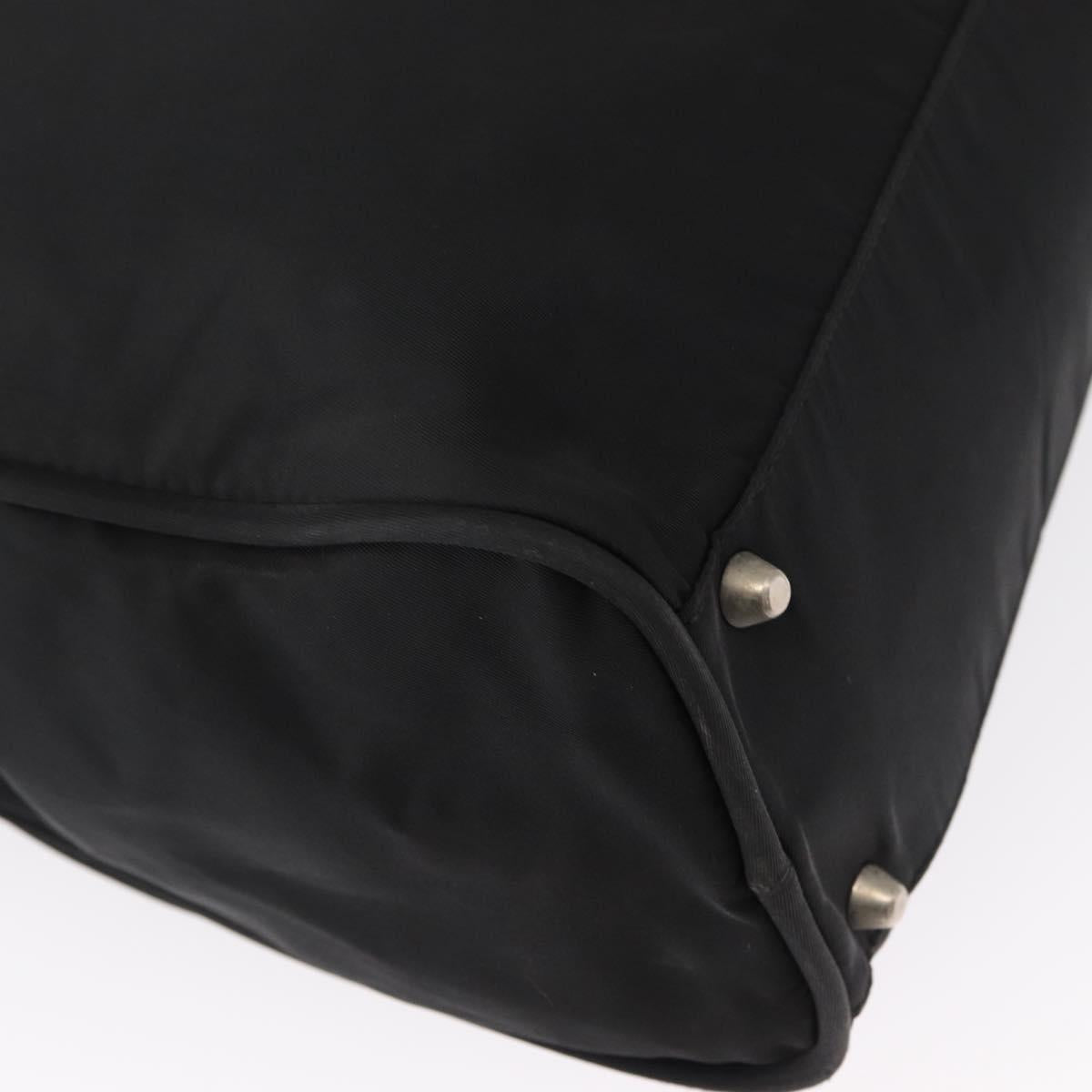 PRADA Hand Bag Nylon Black Silver Auth 155111