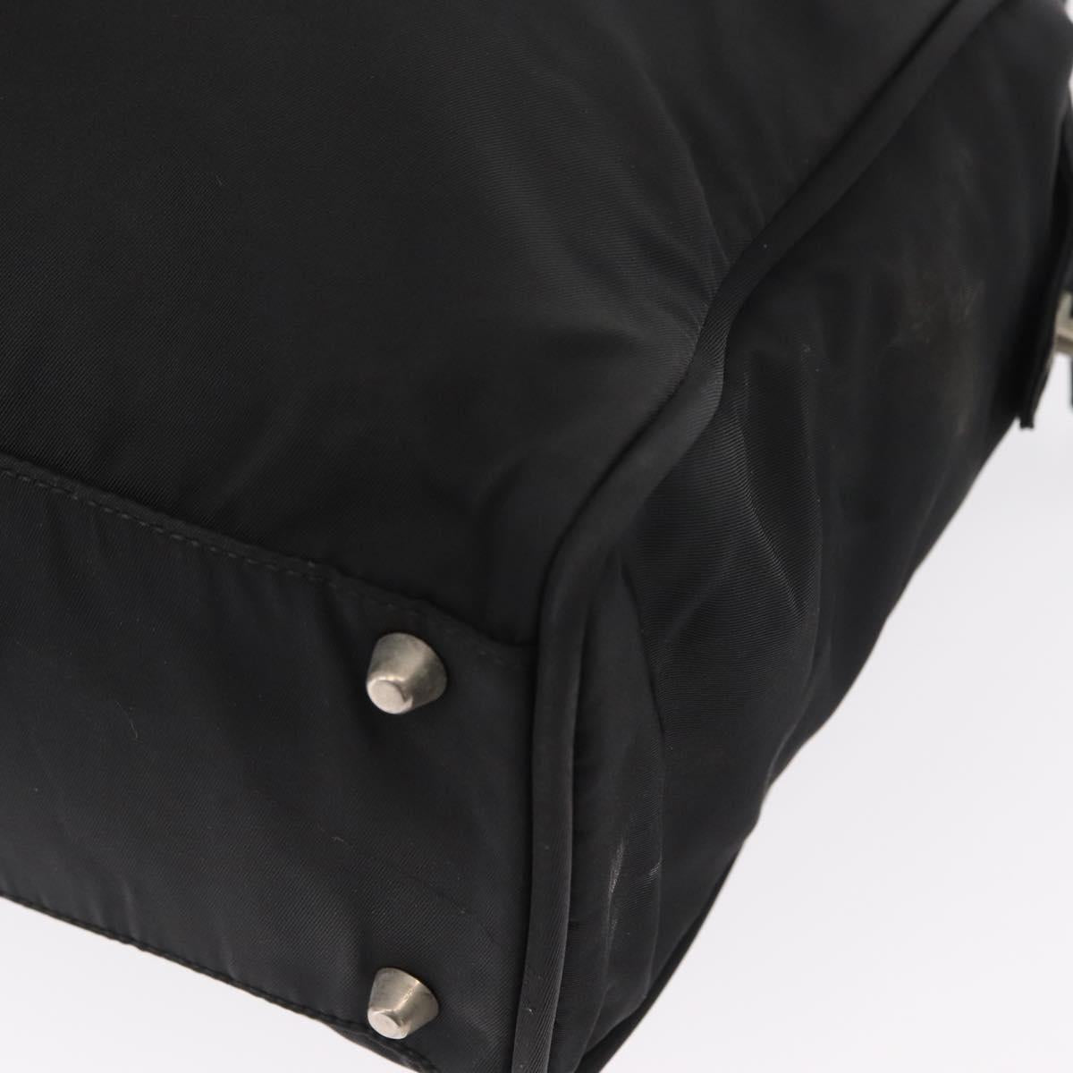 PRADA Hand Bag Nylon Black Silver Auth 155111