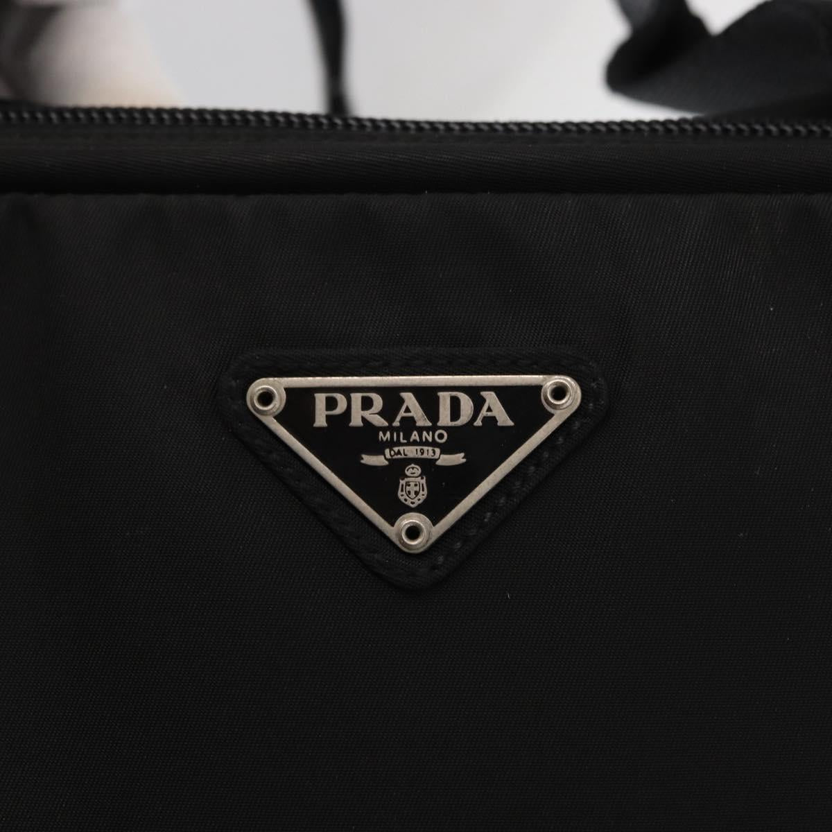 PRADA Hand Bag Nylon Black Silver Auth 155111