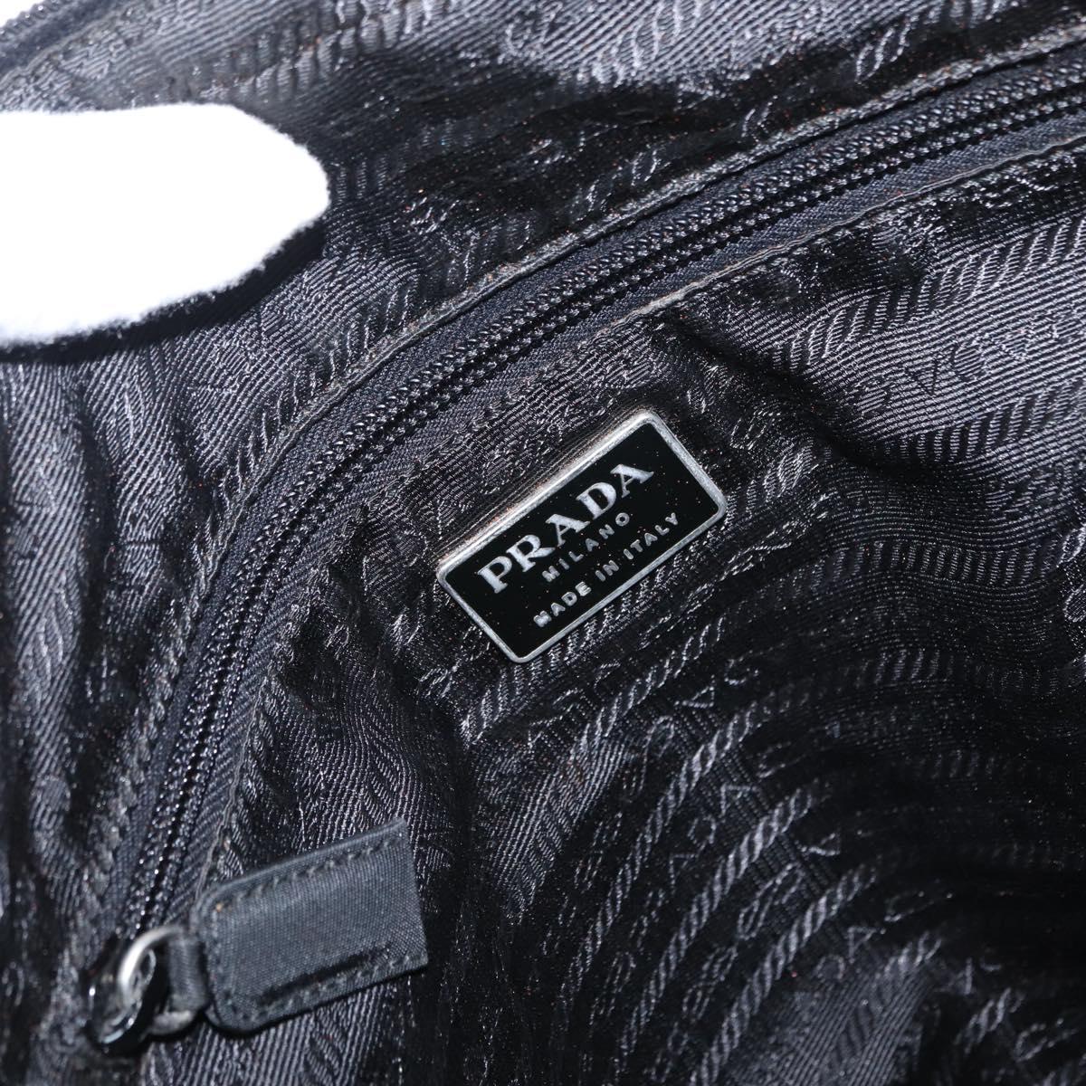 PRADA Hand Bag Nylon Black Silver Auth 155111