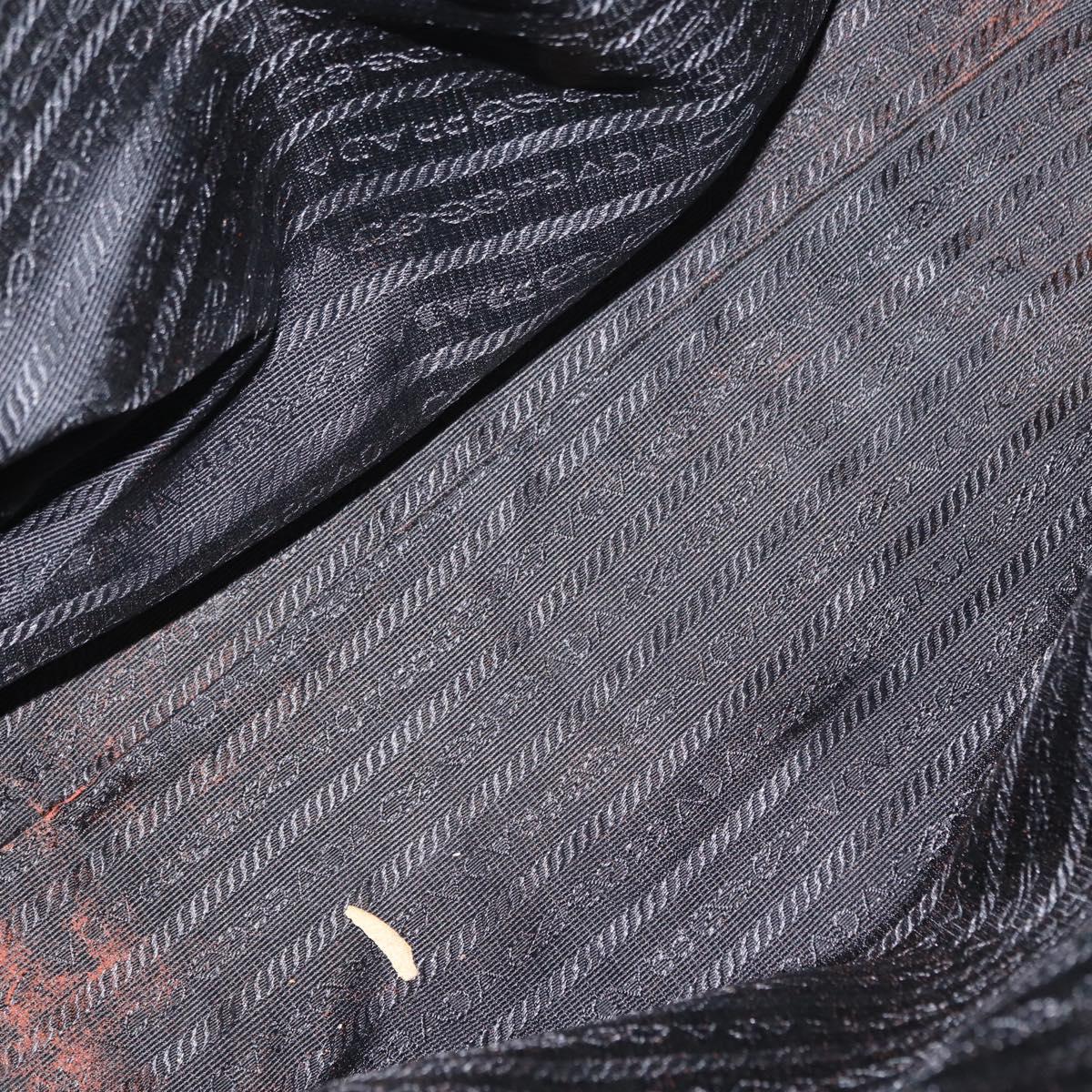 PRADA Hand Bag Nylon Black Silver Auth 155111