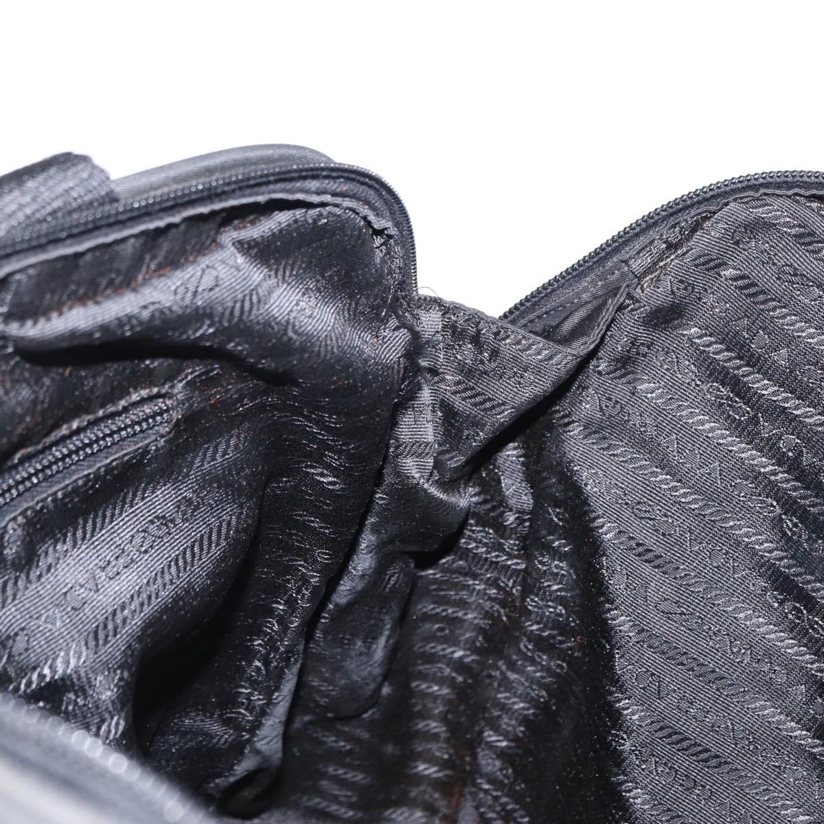 PRADA Hand Bag Nylon Black Silver Auth 155111