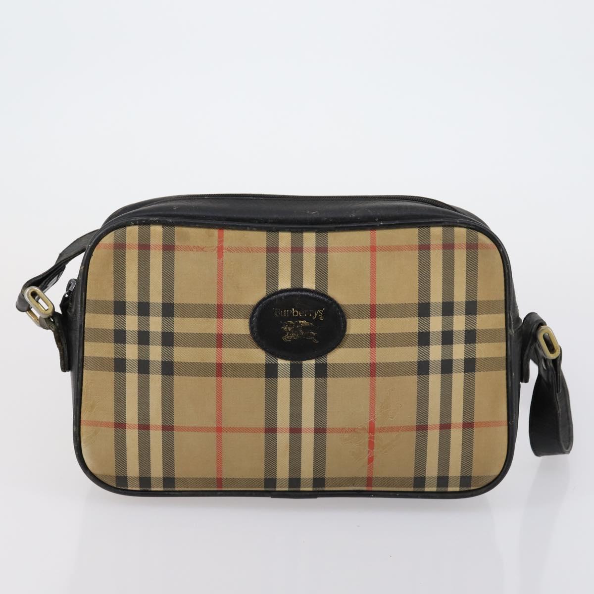 Burberrys Nova Check Shoulder Bag Nylon Canvas 2 Set Beige Auth 155112