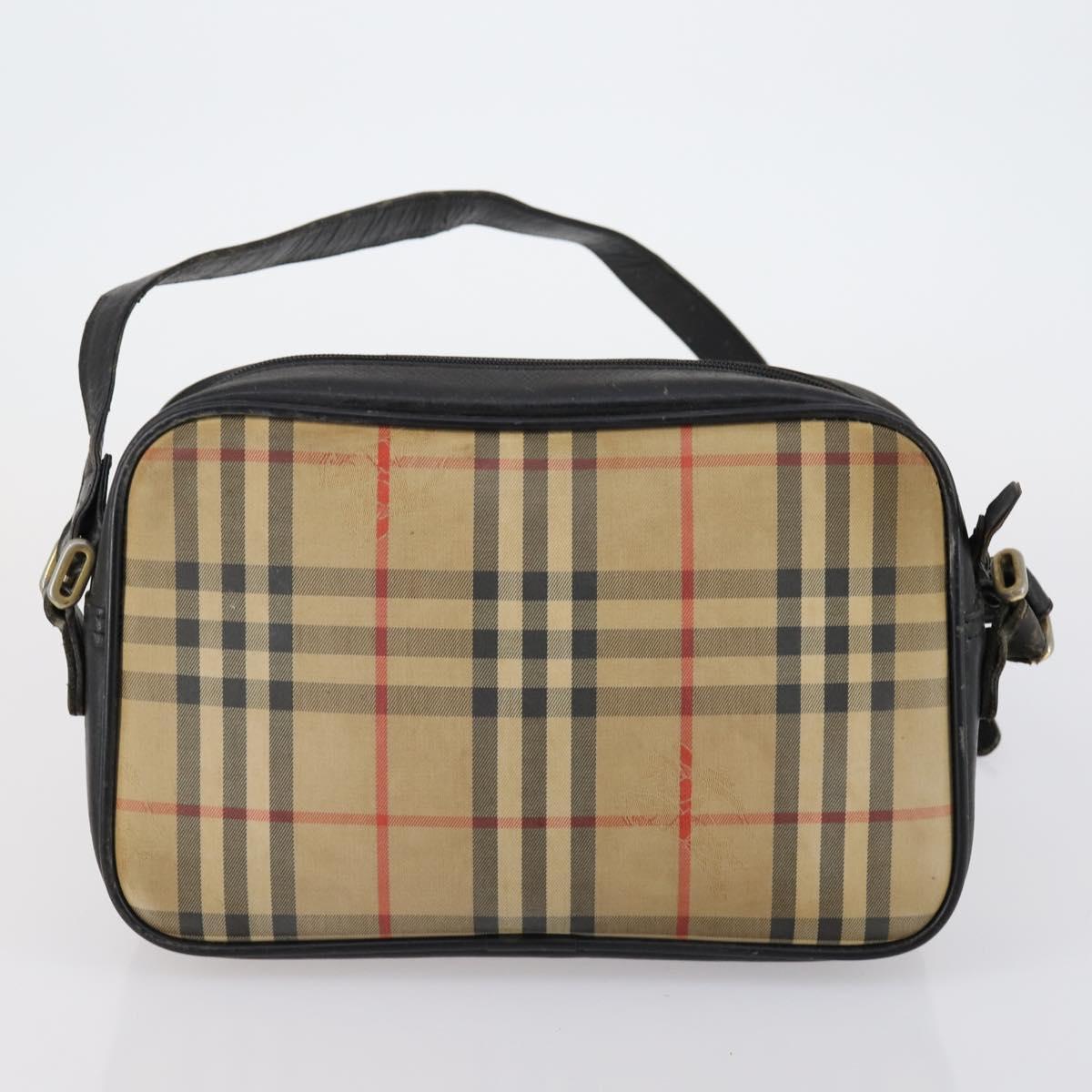 Burberrys Nova Check Shoulder Bag Nylon Canvas 2 Set Beige Auth 155112