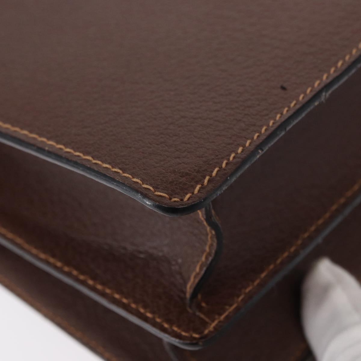 GUCCI Shoulder Bag Leather Gold Brown Auth 155188