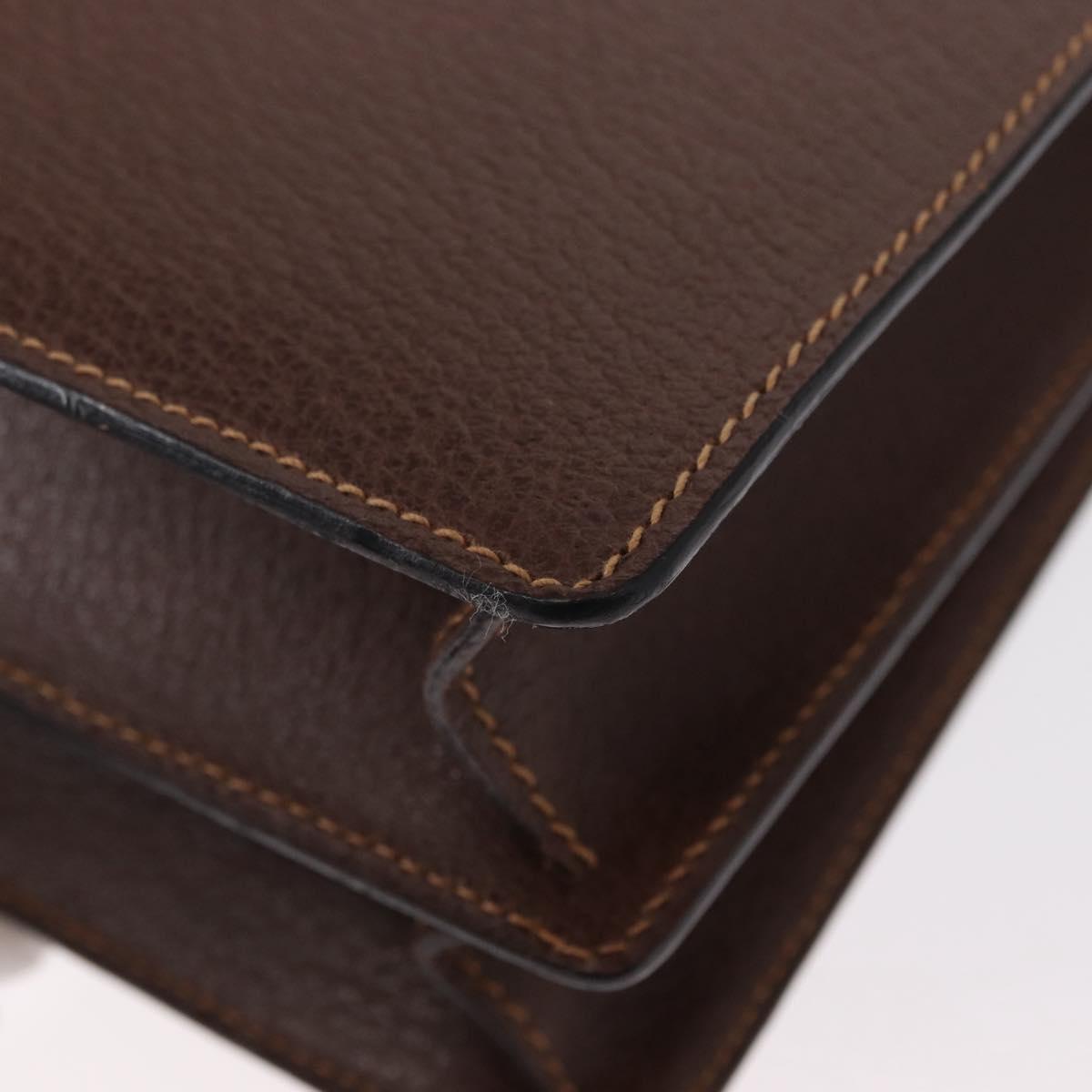 GUCCI Shoulder Bag Leather Gold Brown Auth 155188