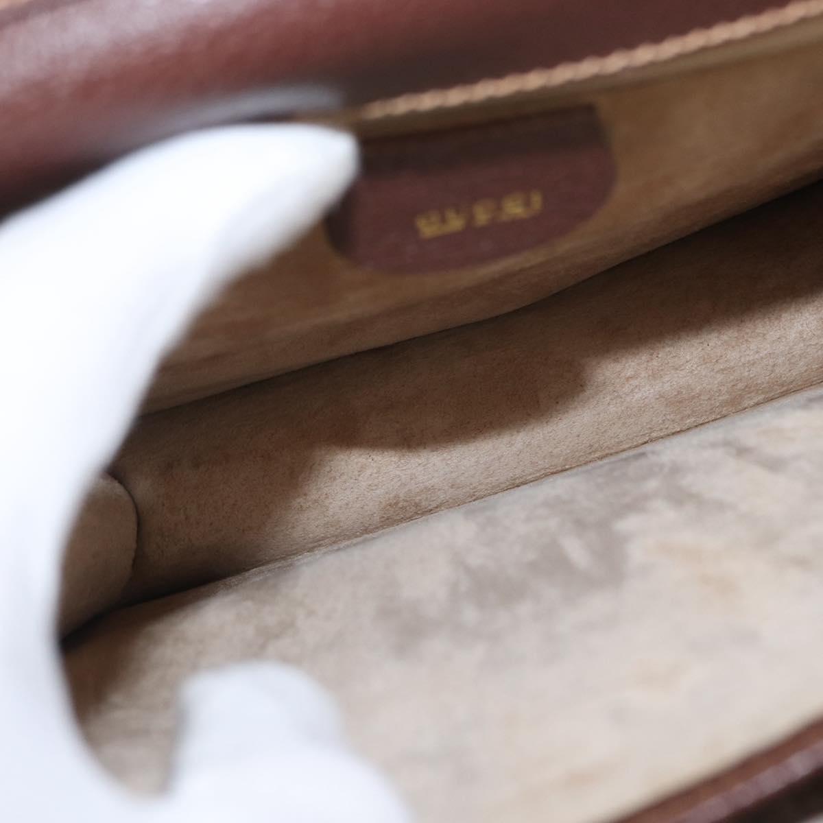 GUCCI Shoulder Bag Leather Gold Brown Auth 155188