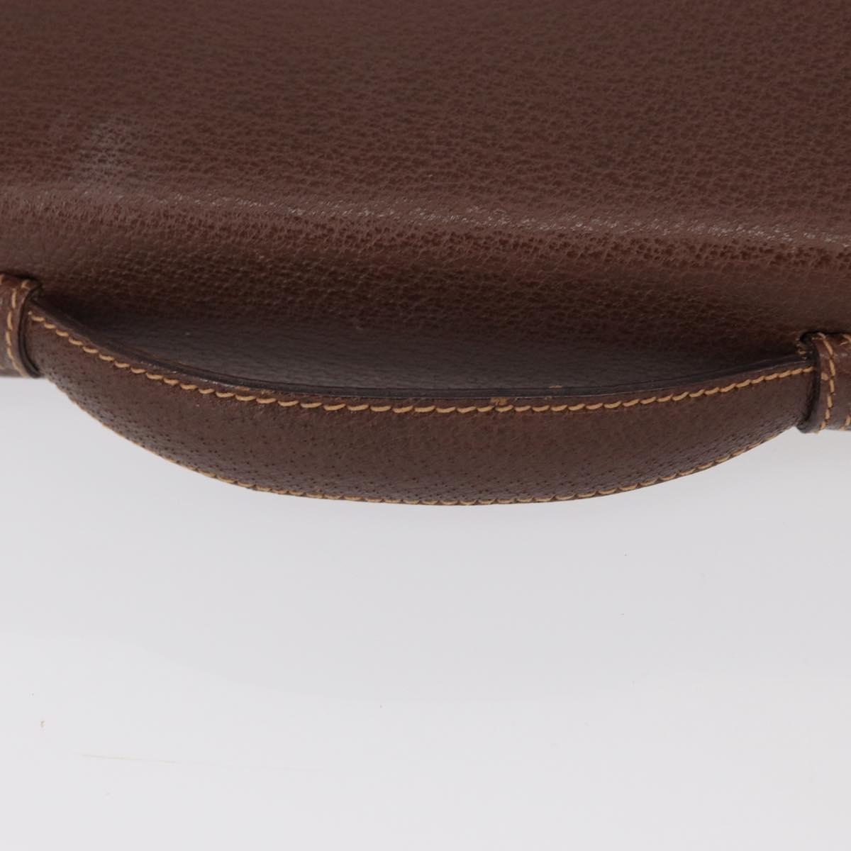 GUCCI Shoulder Bag Leather Gold Brown Auth 155188