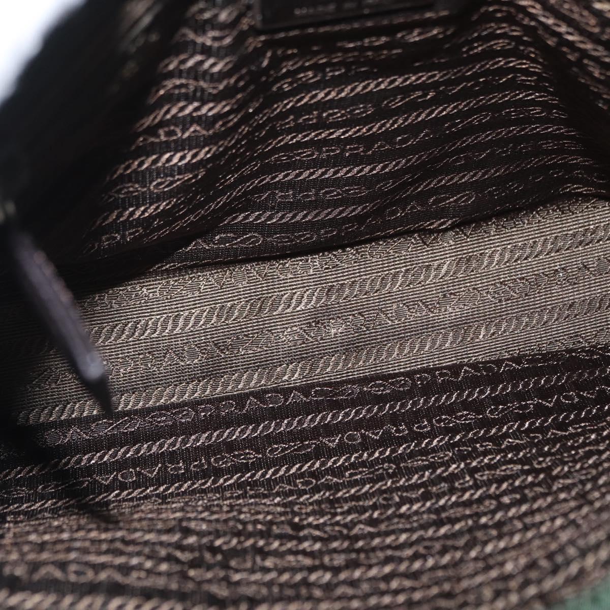 PRADA Tote Bag Nylon Leather Silver Brown Auth 155189