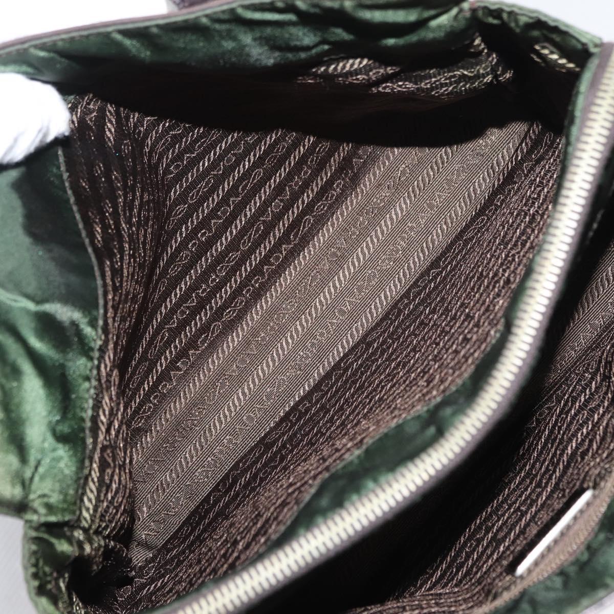 PRADA Tote Bag Nylon Leather Silver Brown Auth 155189