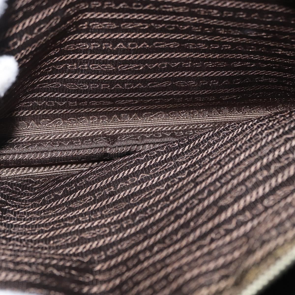 PRADA Tote Bag Nylon Leather Silver Brown Auth 155189