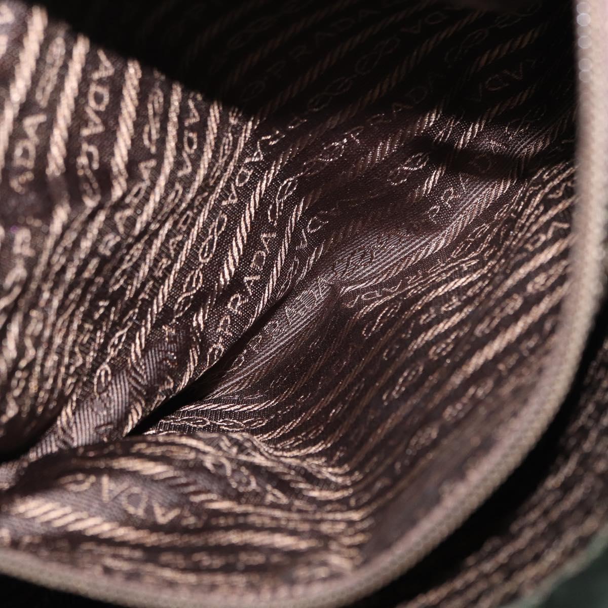 PRADA Tote Bag Nylon Leather Silver Brown Auth 155189