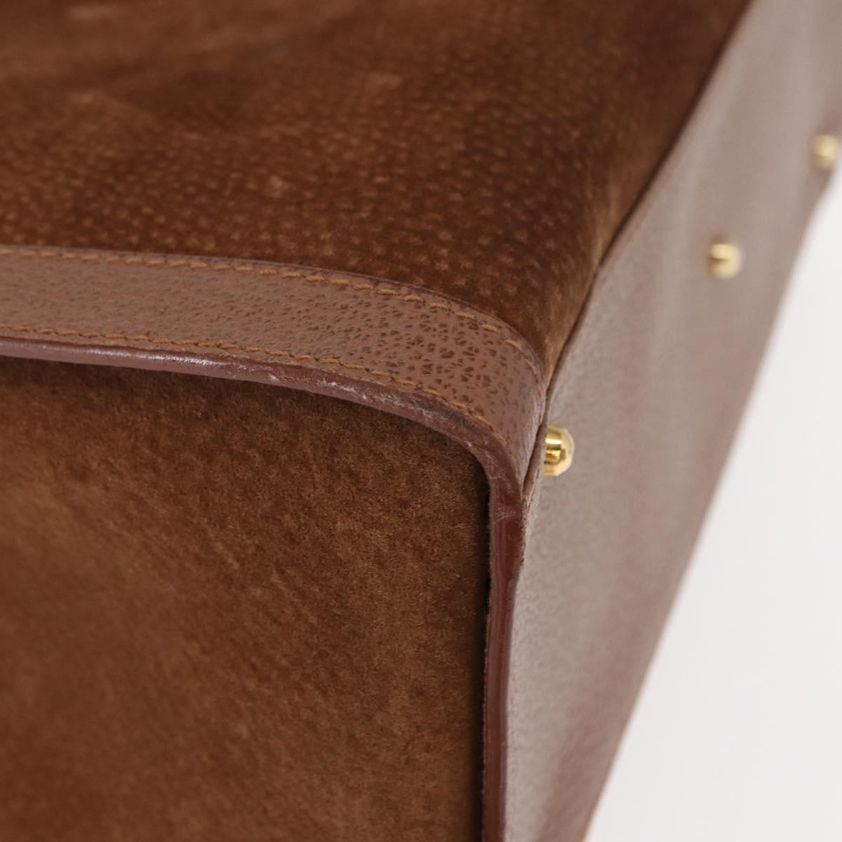 GUCCI Bamboo Hand Bag Suede Brown Gold 002 1186 2060 Auth 155190