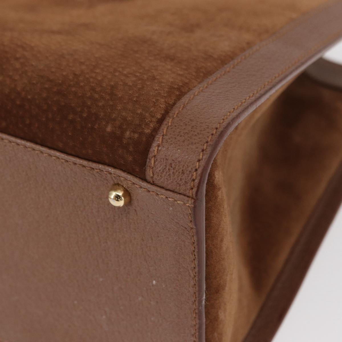 GUCCI Bamboo Hand Bag Suede Brown Gold 002 1186 2060 Auth 155190