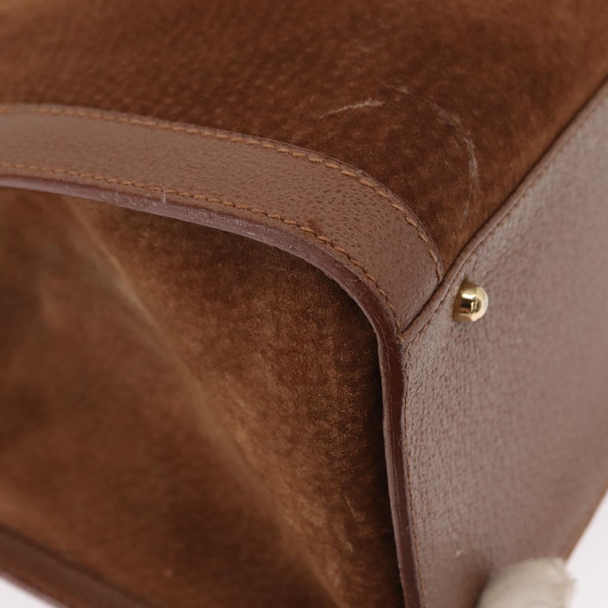 GUCCI Bamboo Hand Bag Suede Brown Gold 002 1186 2060 Auth 155190