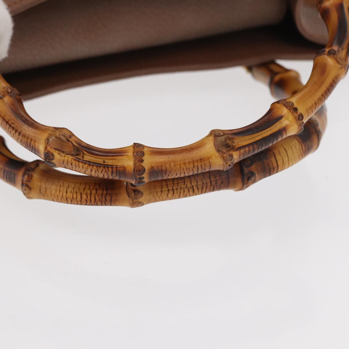 GUCCI Bamboo Hand Bag Suede Brown Gold 002 1186 2060 Auth 155190