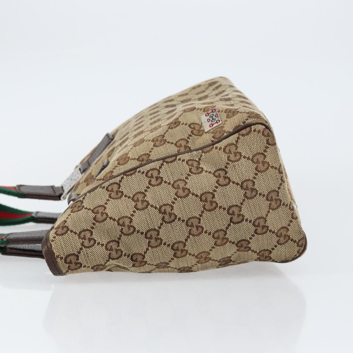 GUCCI GG Canvas Web Sherry Line Hand Bag Beige Red Green 145810 Auth 155191
