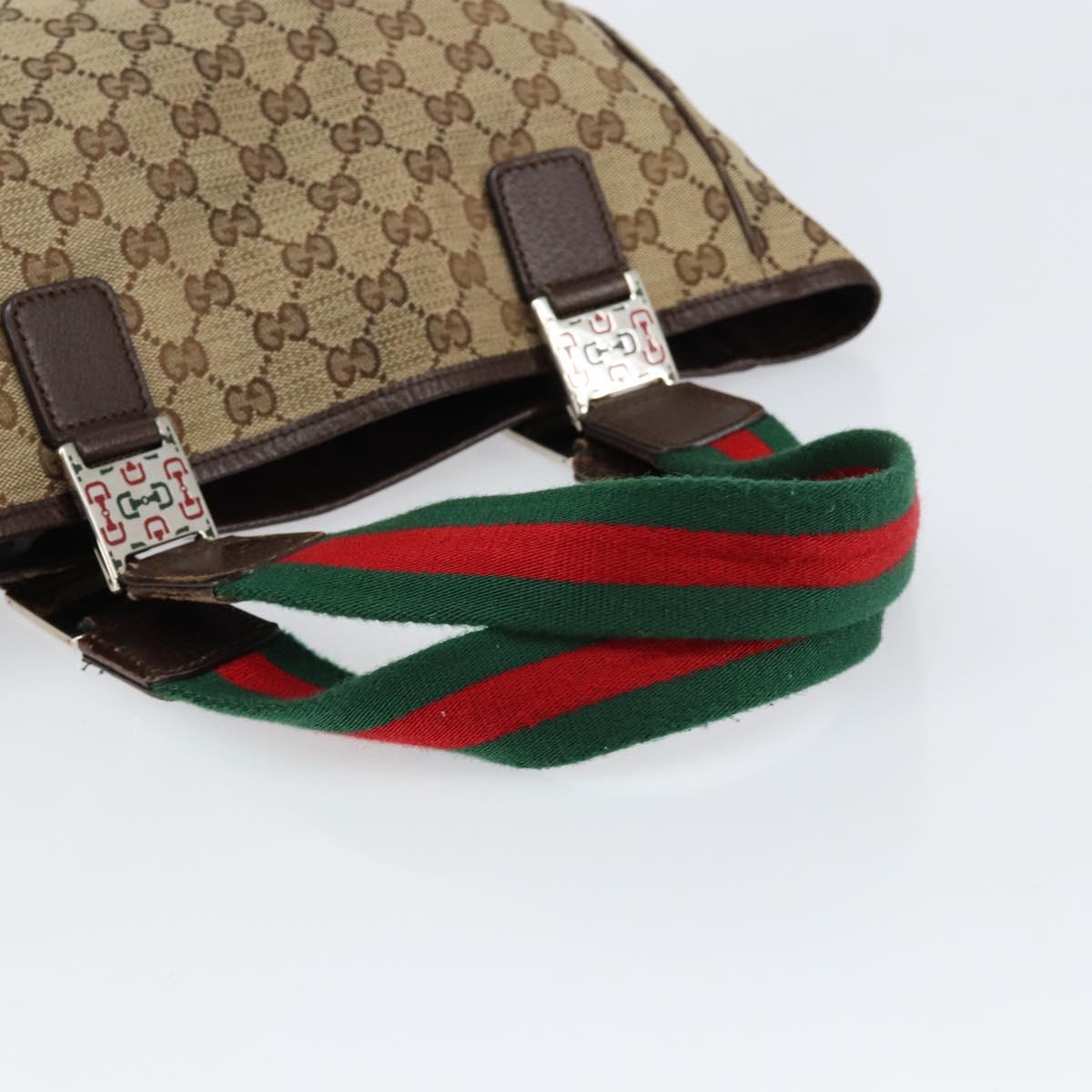 GUCCI GG Canvas Web Sherry Line Hand Bag Beige Red Green 145810 Auth 155191