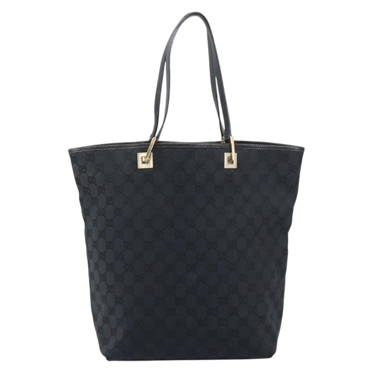 GUCCI GG Canvas Tote Bag Black Gold 002 1098 Auth 155193