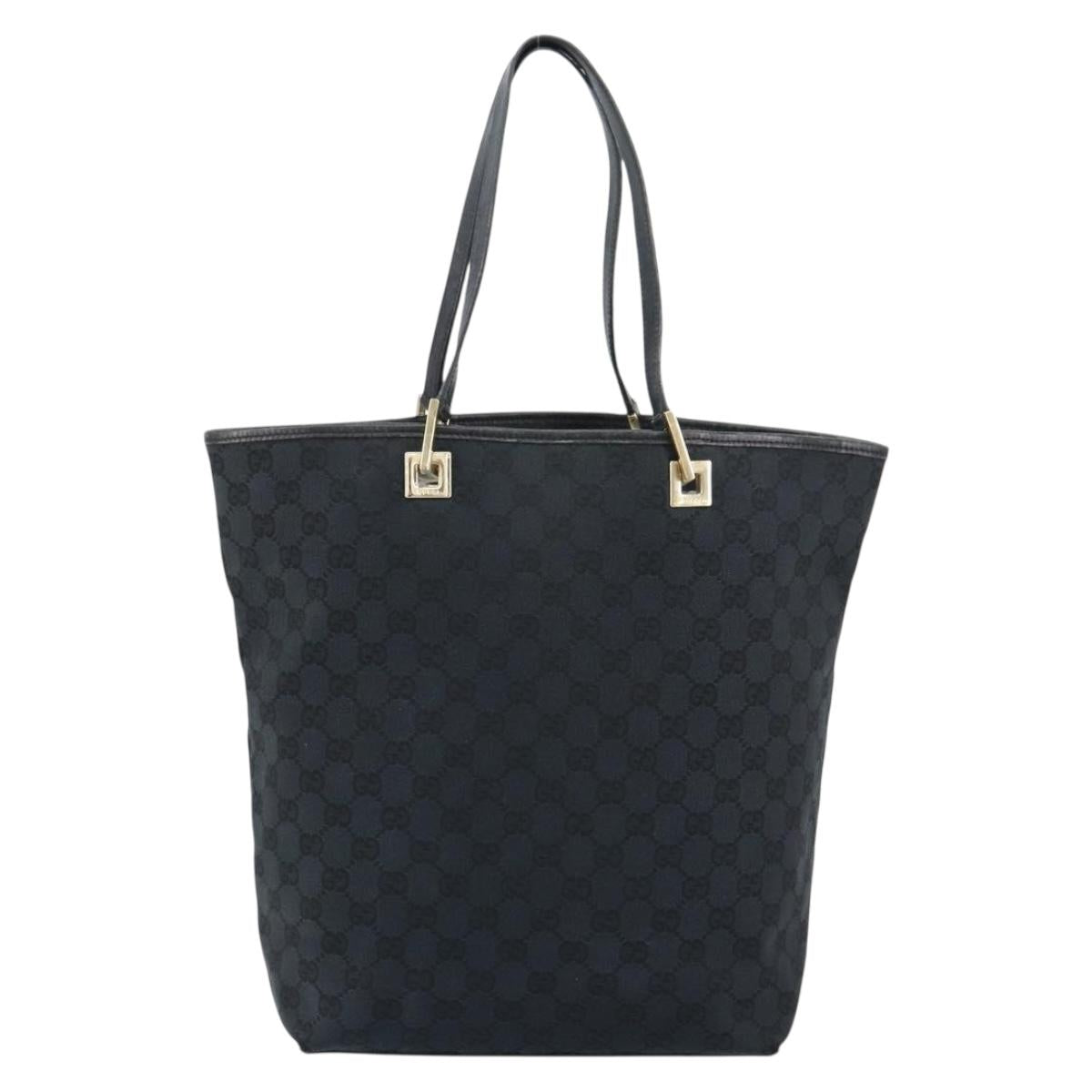GUCCI GG Canvas Tote Bag Black Gold 002 1098 Auth 155193