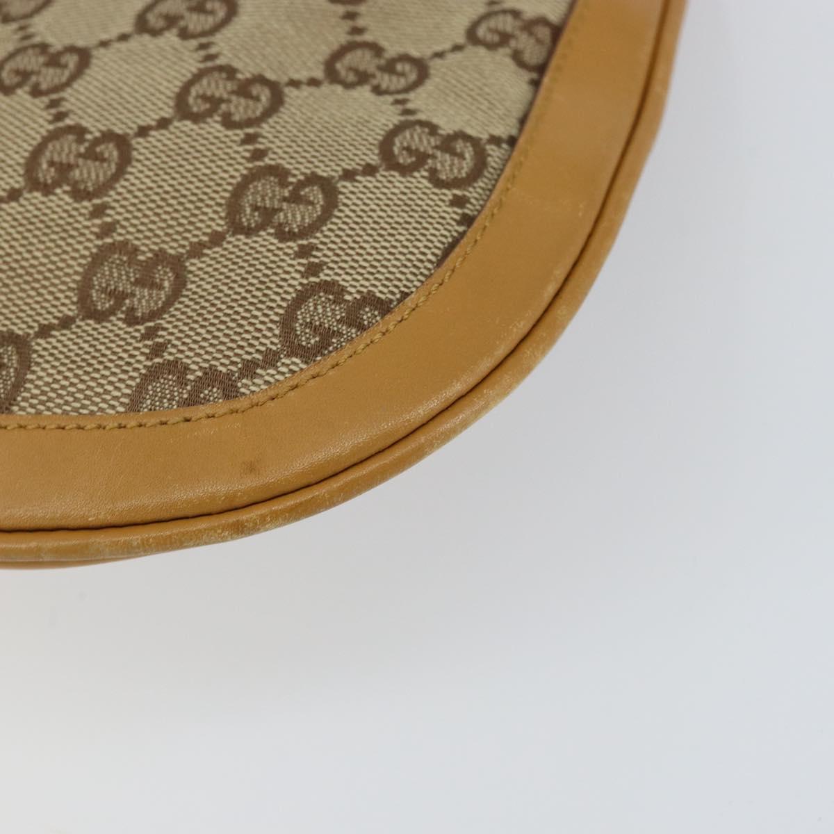 GUCCI GG Canvas Hand Bag Beige Gold Auth 155195