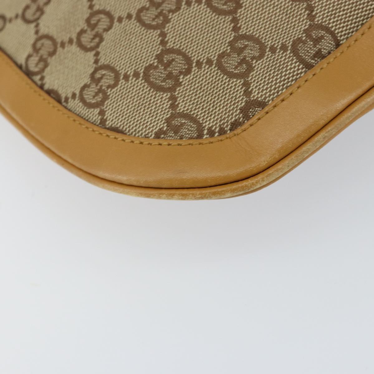 GUCCI GG Canvas Hand Bag Beige Gold Auth 155195