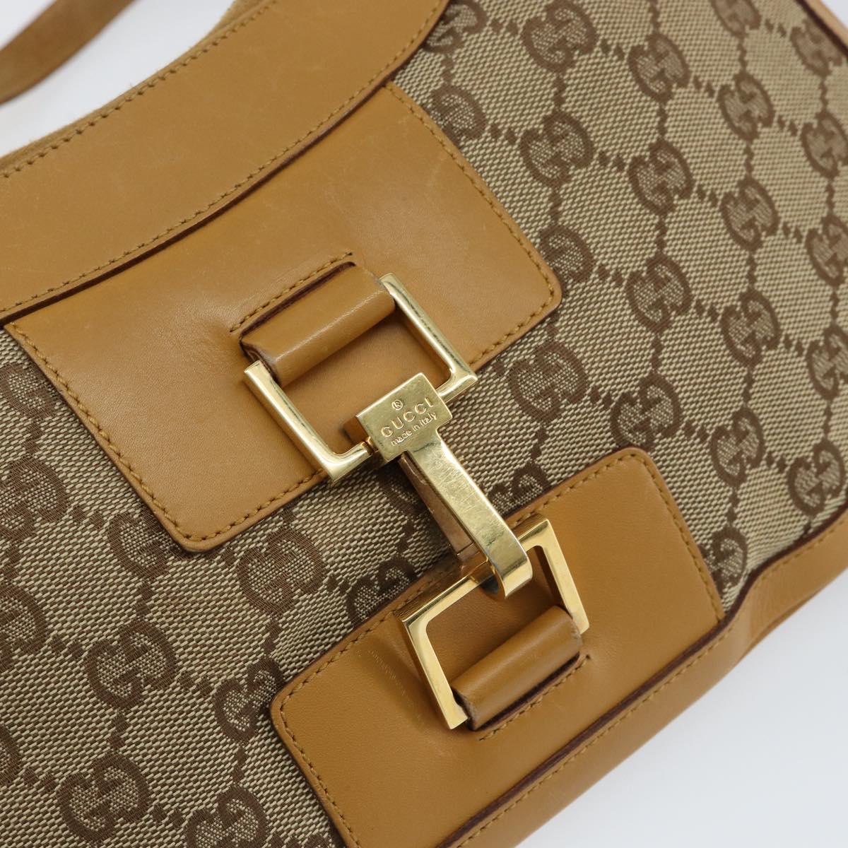 GUCCI GG Canvas Hand Bag Beige Gold Auth 155195