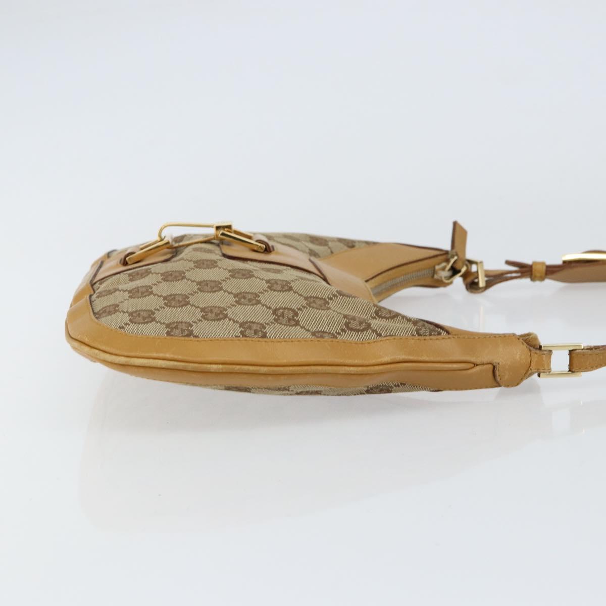 GUCCI GG Canvas Hand Bag Beige Gold Auth 155195
